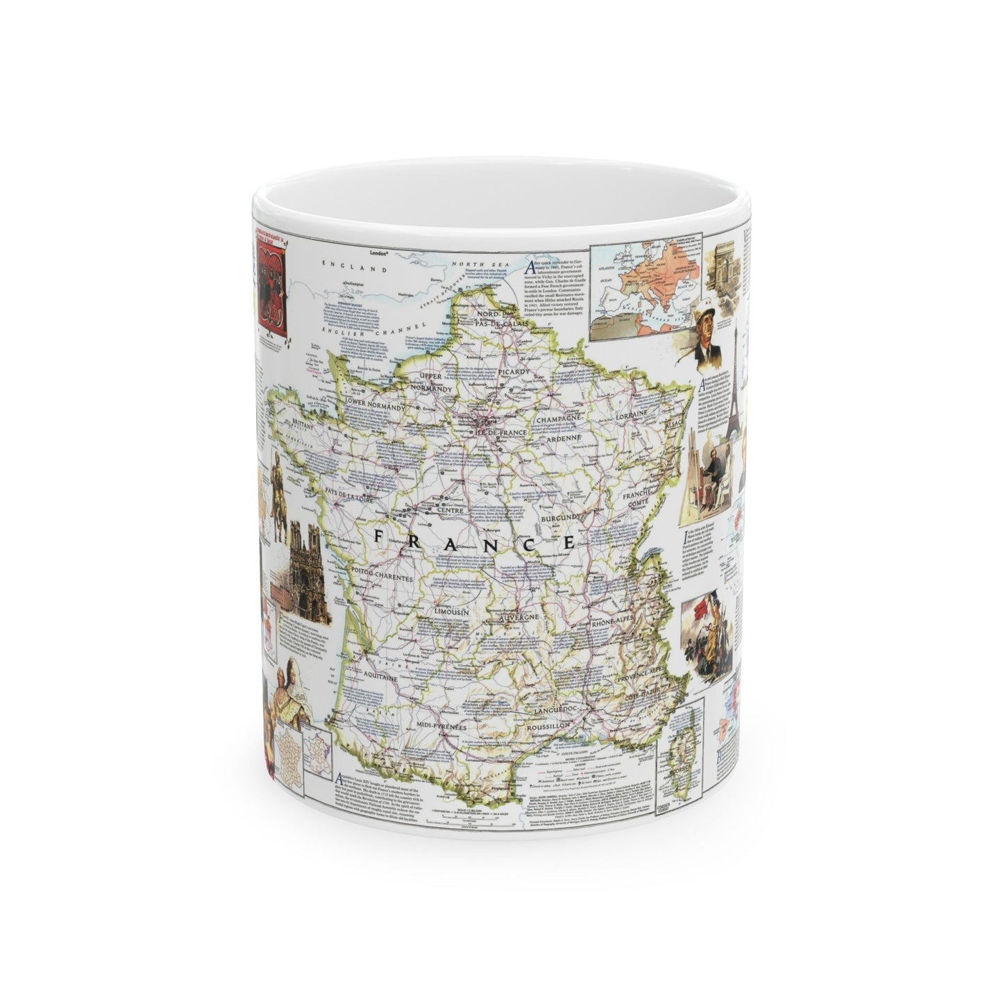 France- - Historical Evolution of a Nation (1989) (Map) White Coffee Mug-11oz-The Sticker Space