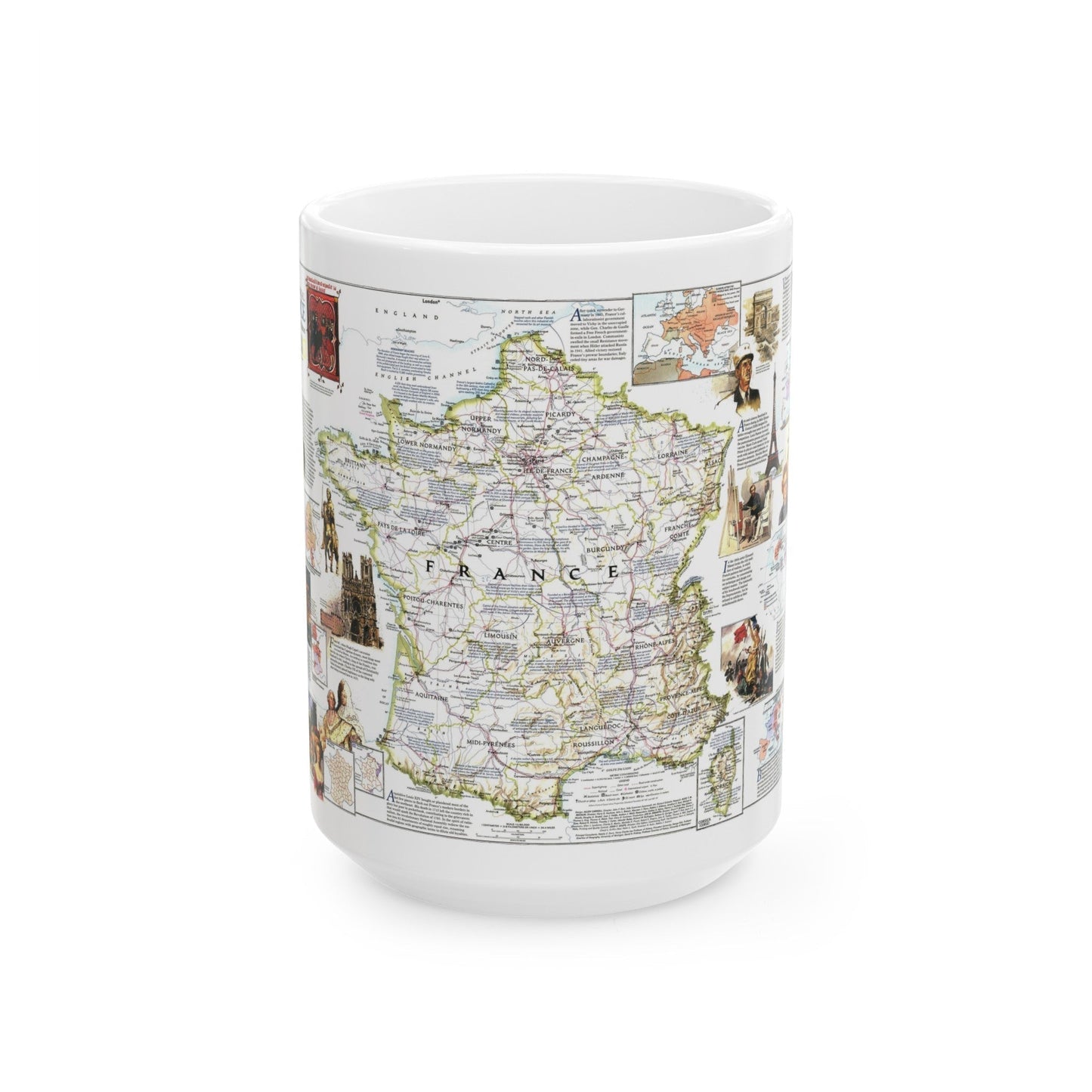 France- - Historical Evolution of a Nation (1989) (Map) White Coffee Mug-15oz-The Sticker Space