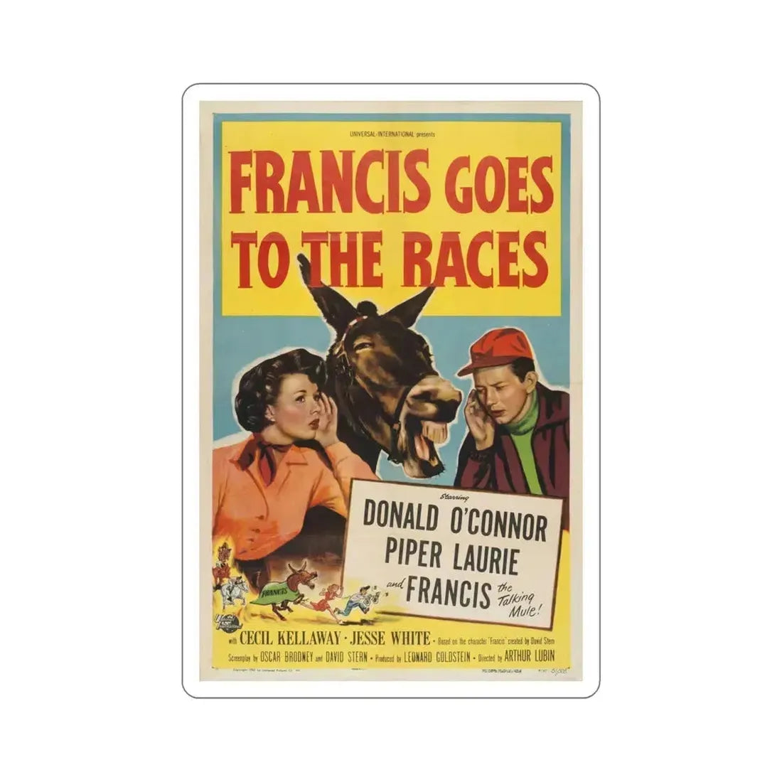 Francis Goes to the Races 1951 Movie Poster STICKER Vinyl Die-Cut Decal 6 Inch - The Sticker Space