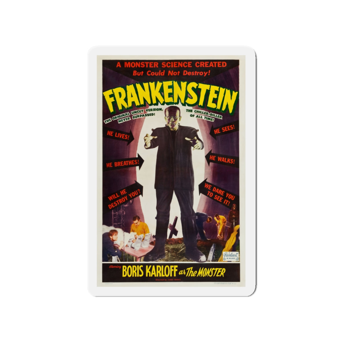 FRANKENSTEIN 1931 Movie Poster - Die-Cut Magnet-3" x 3"-The Sticker Space