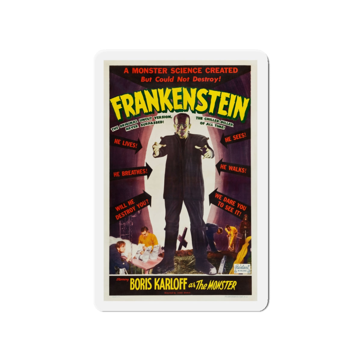 FRANKENSTEIN 1931 Movie Poster - Die-Cut Magnet-4" x 4"-The Sticker Space