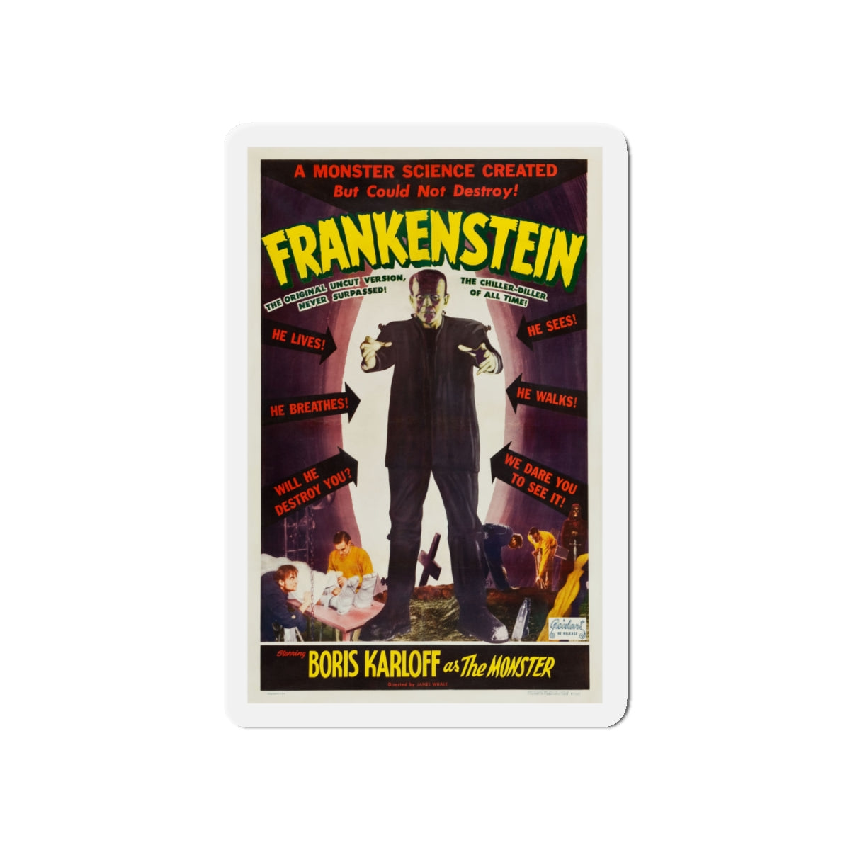 FRANKENSTEIN 1931 Movie Poster - Die-Cut Magnet-5" x 5"-The Sticker Space