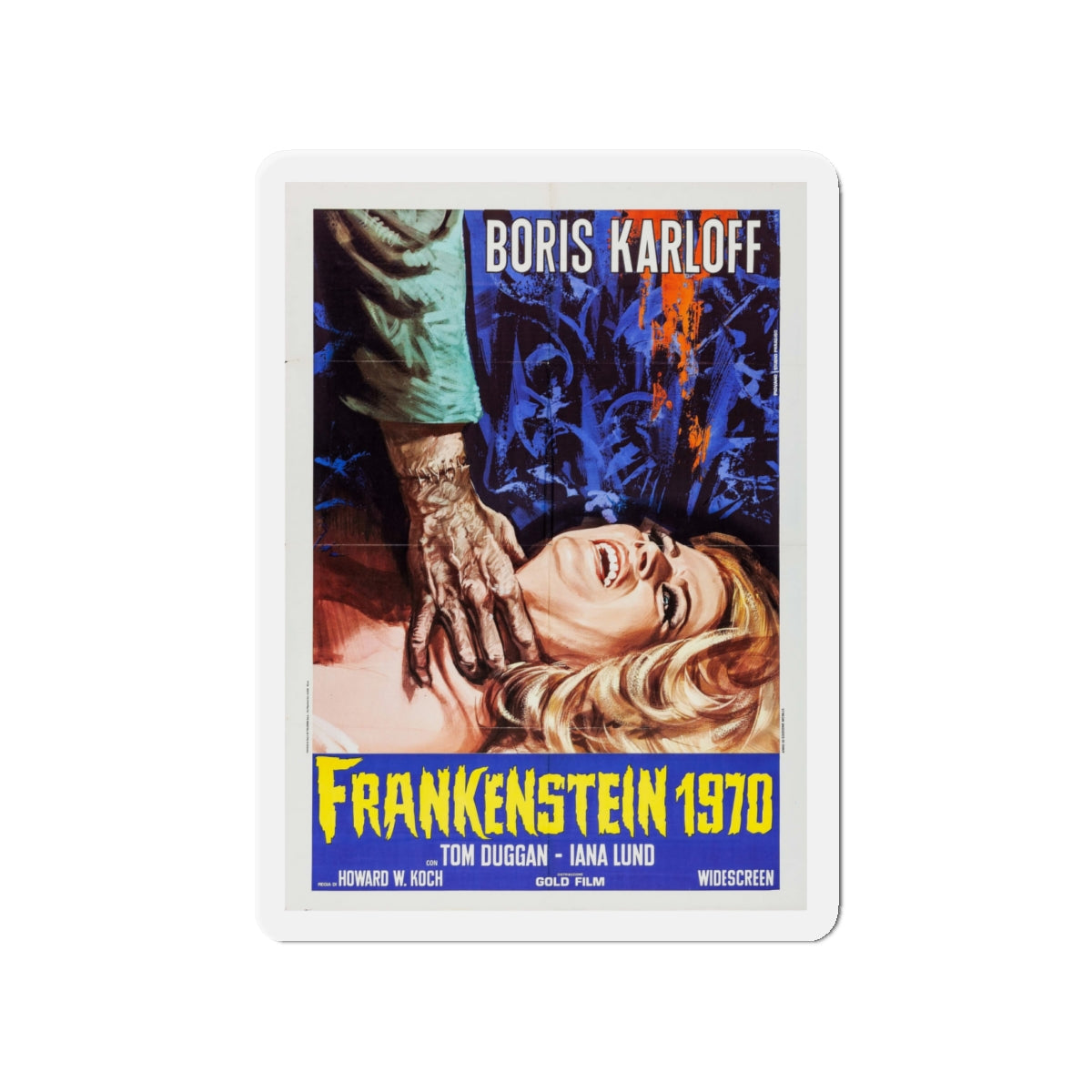 FRANKENSTEIN 1970 (ITALIAN) 1958 Movie Poster - Die-Cut Magnet-4" x 4"-The Sticker Space