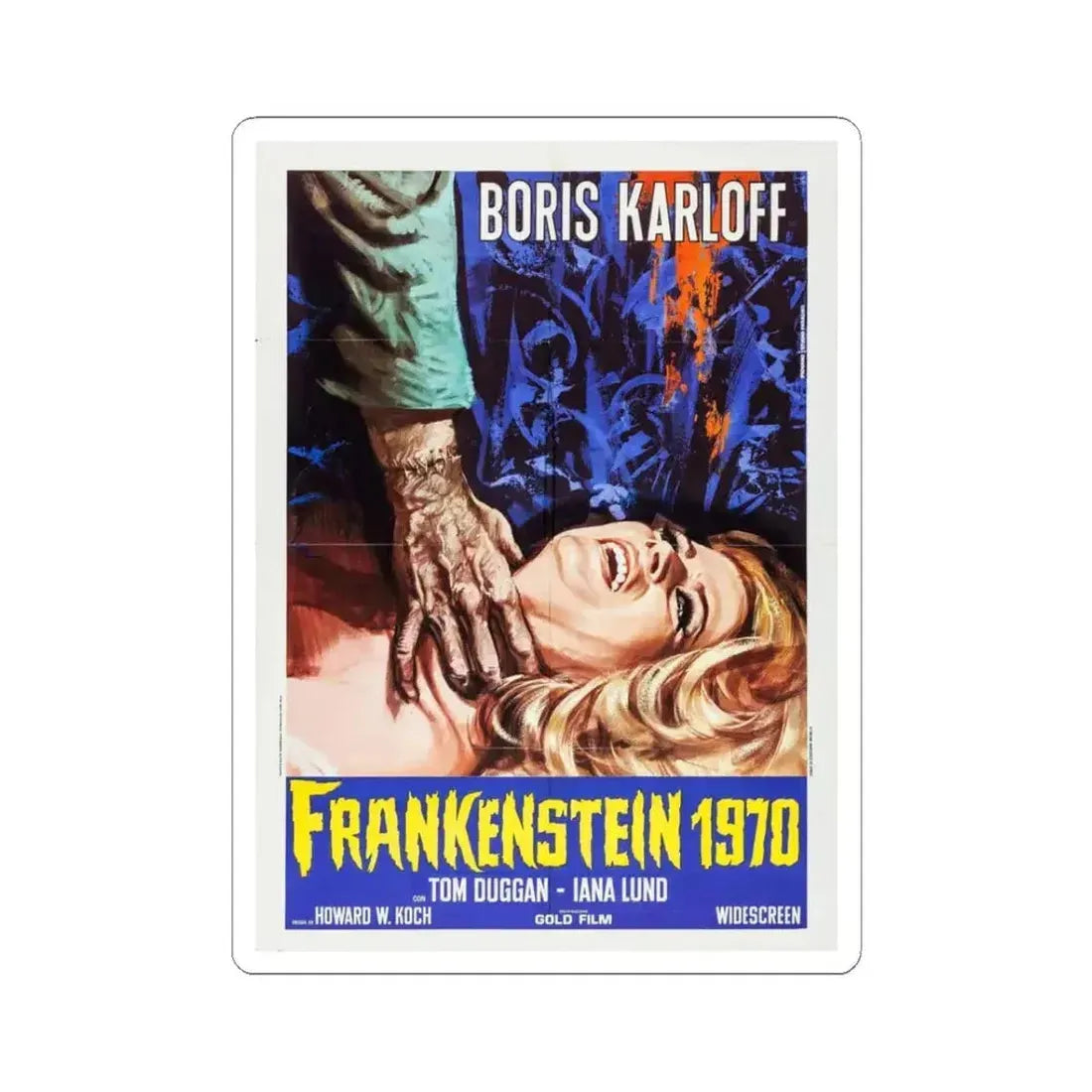FRANKENSTEIN 1970 (ITALIAN) 1958 Movie Poster - STICKER Vinyl Kiss-Cut Decal 3 Inch White - The Sticker Space