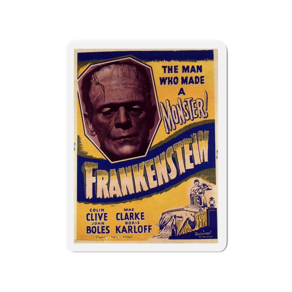 FRANKENSTEIN (3) 1931 Movie Poster - Die-Cut Magnet-4" x 4"-The Sticker Space