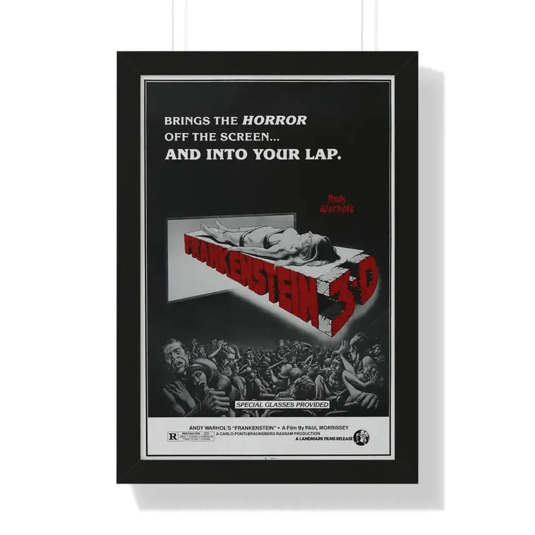 FRANKENSTEIN 3-D 1973 - Framed Movie Poster 16″ x 24″ Black - The Sticker Space