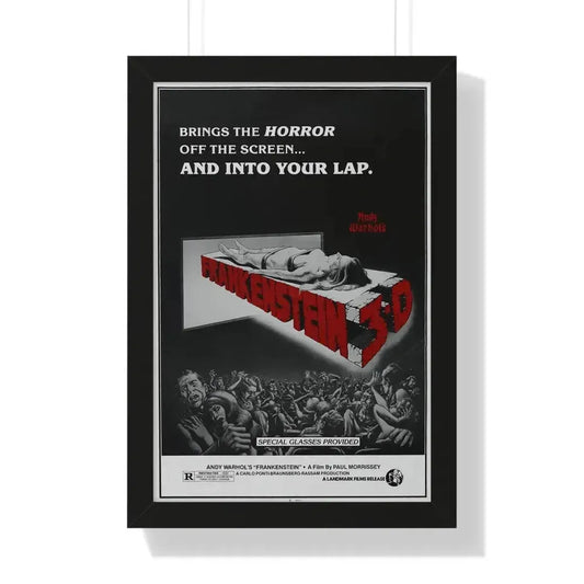 FRANKENSTEIN 3-D 1973 - Framed Movie Poster 16″ x 24″ Black - The Sticker Space