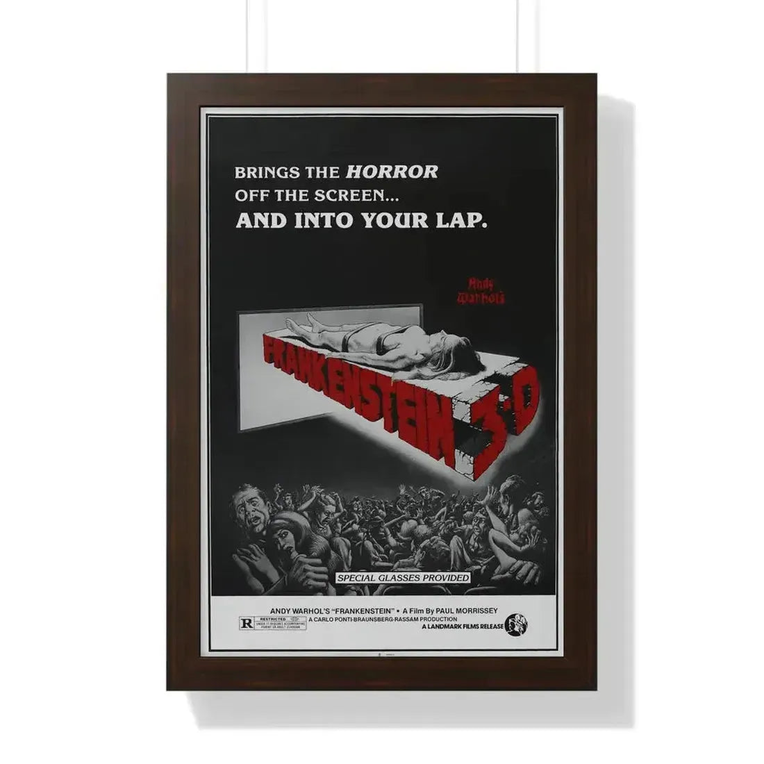 FRANKENSTEIN 3-D 1973 - Framed Movie Poster 16″ x 24″ Walnut - The Sticker Space