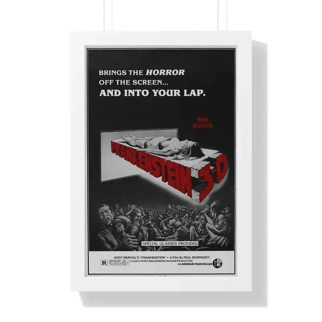 FRANKENSTEIN 3-D 1973 - Framed Movie Poster 16″ x 24″ White - The Sticker Space