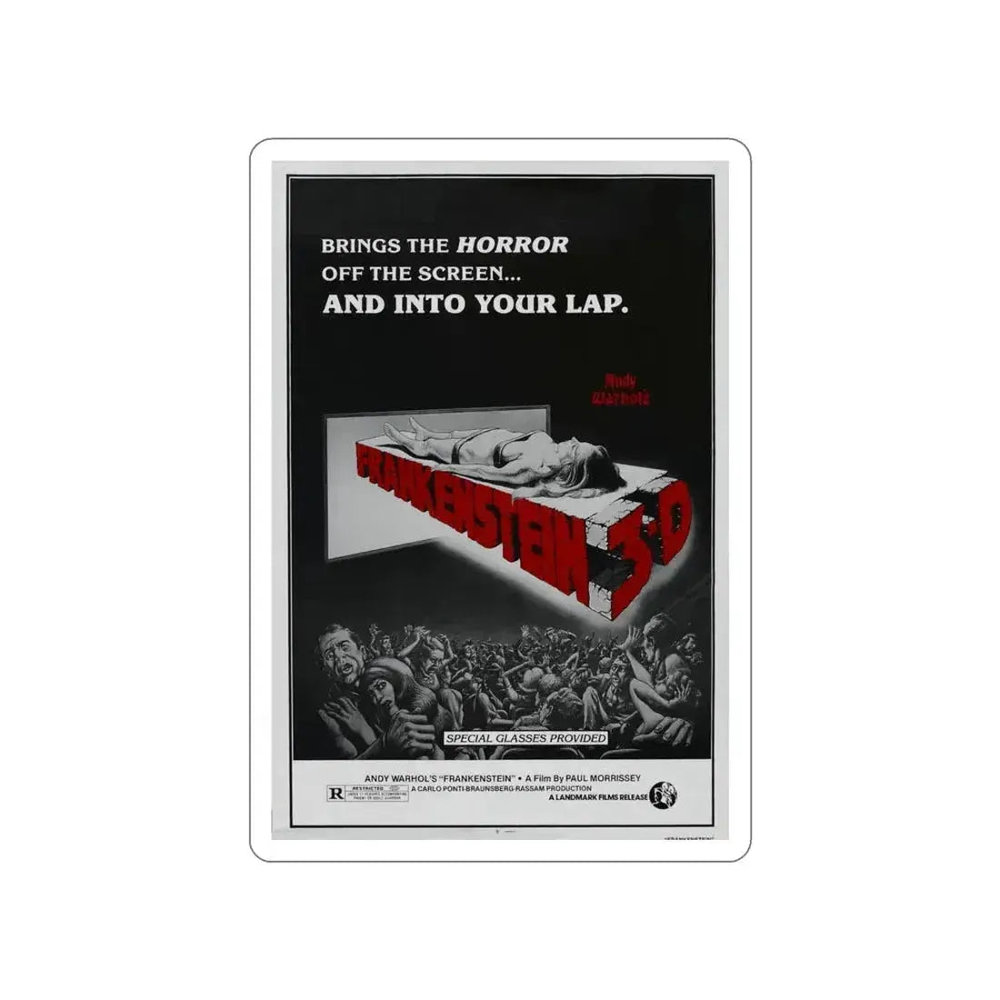 FRANKENSTEIN 3-D 1973 Movie Poster STICKER Vinyl Die-Cut Decal 4 Inch - The Sticker Space
