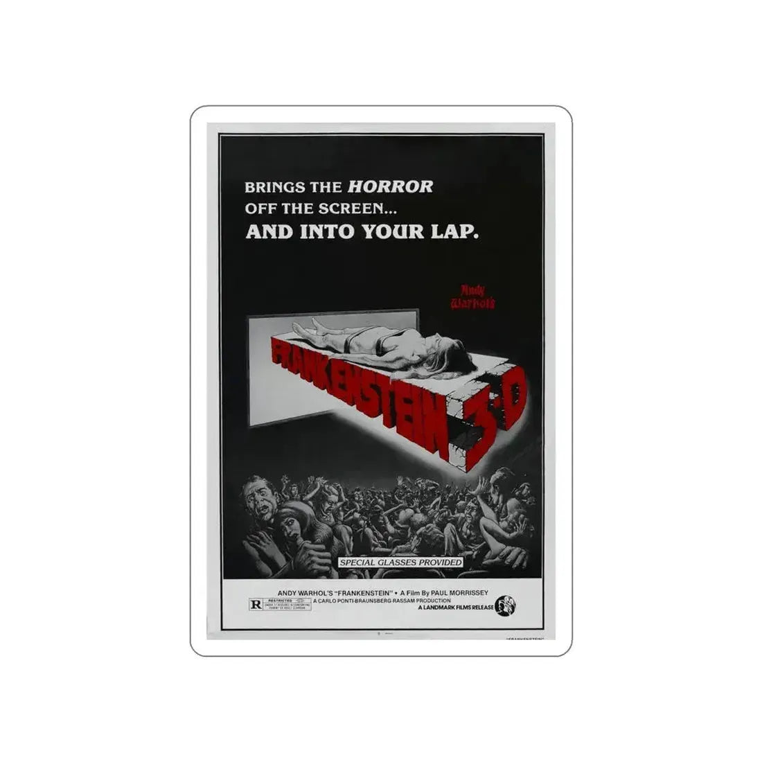 FRANKENSTEIN 3-D 1973 Movie Poster STICKER Vinyl Die-Cut Decal 6 Inch - The Sticker Space