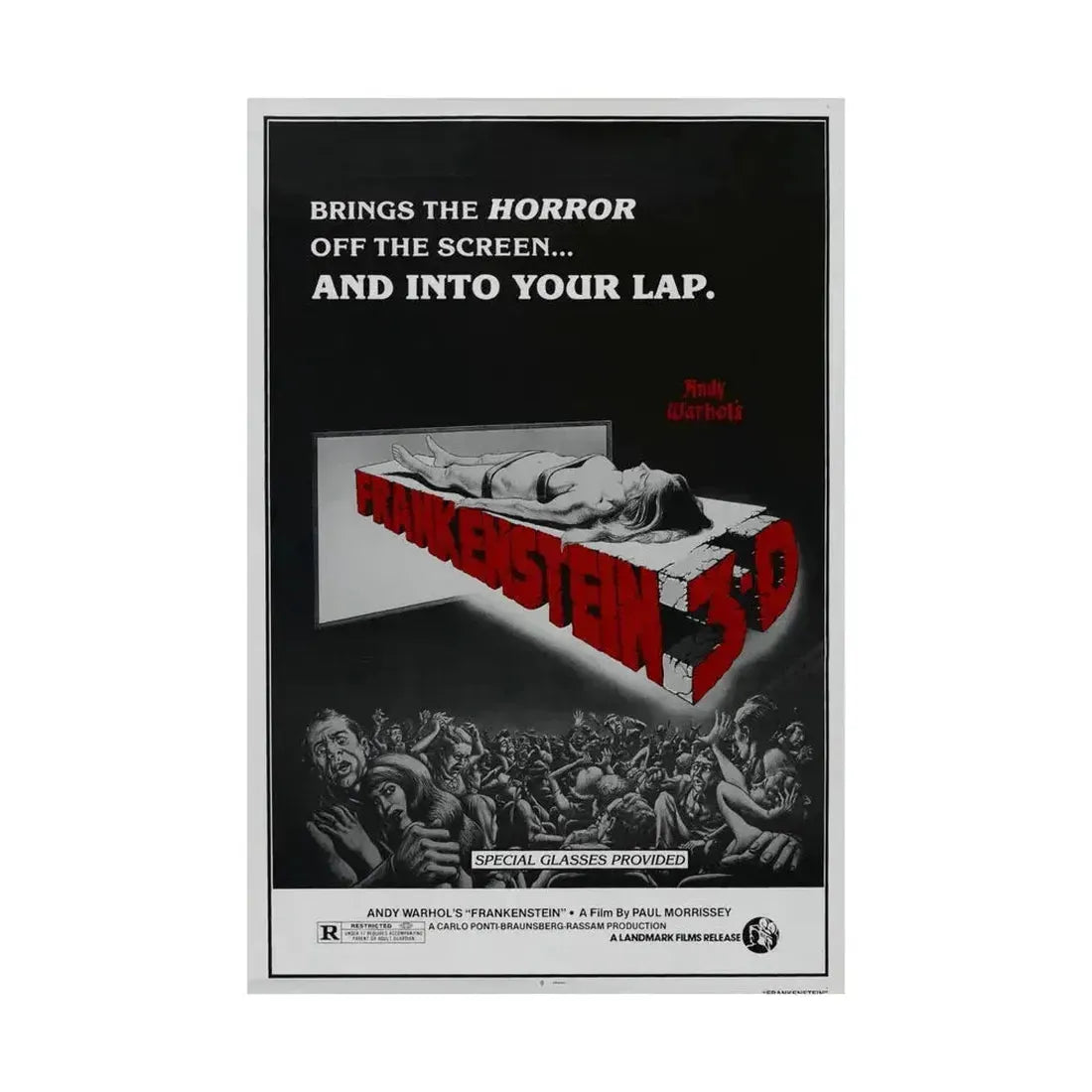 FRANKENSTEIN 3-D 1973 - Paper Movie Poster - The Sticker Space