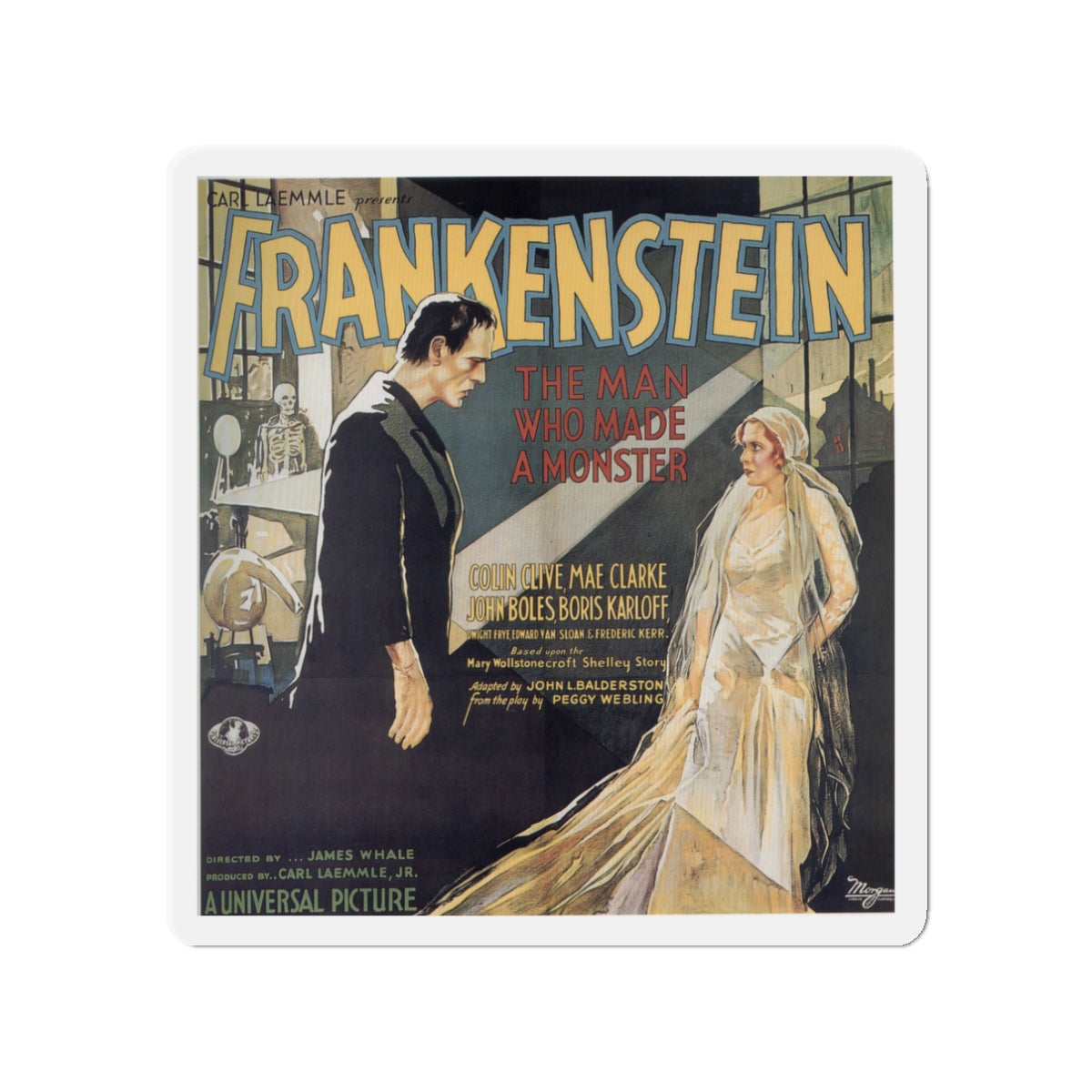 FRANKENSTEIN (4) 1931 Movie Poster - Die-Cut Magnet-3" x 3"-The Sticker Space