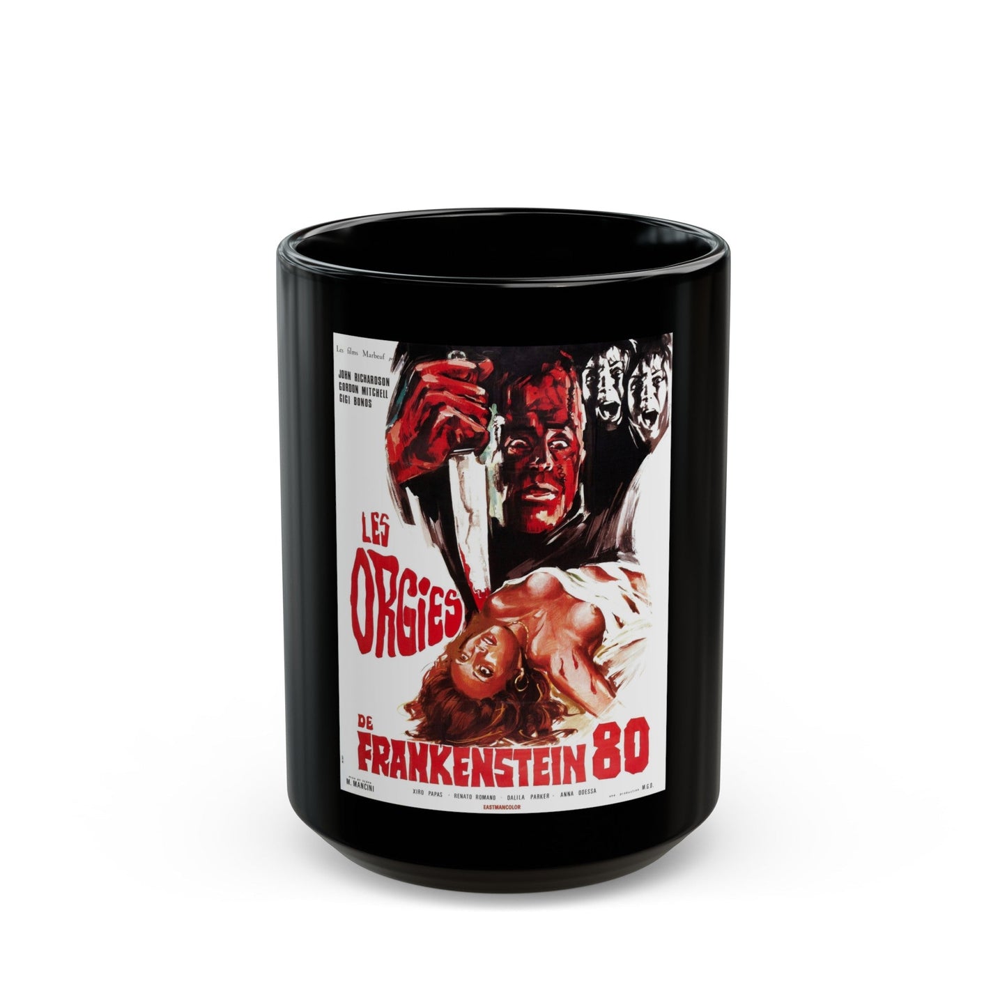 FRANKENSTEIN '80 (FRENCH) 1972 Movie Poster - Black Coffee Mug-15oz-The Sticker Space