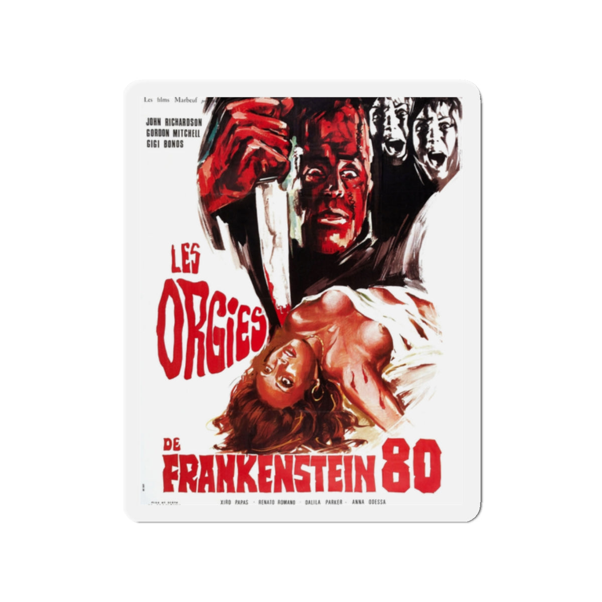 FRANKENSTEIN '80 (FRENCH) 1972 Movie Poster - Die-Cut Magnet-2" x 2"-The Sticker Space