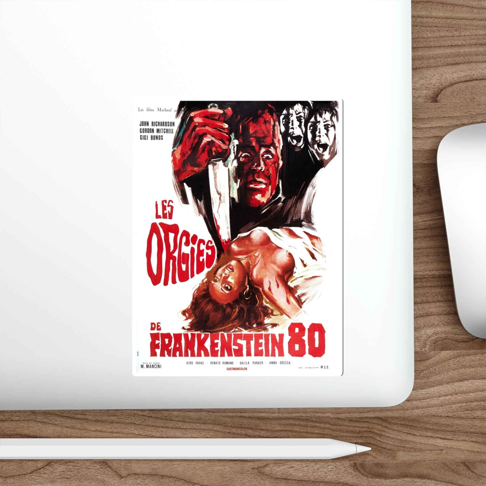 FRANKENSTEIN '80 (FRENCH) 1972 Movie Poster STICKER Vinyl Die-Cut Decal-The Sticker Space