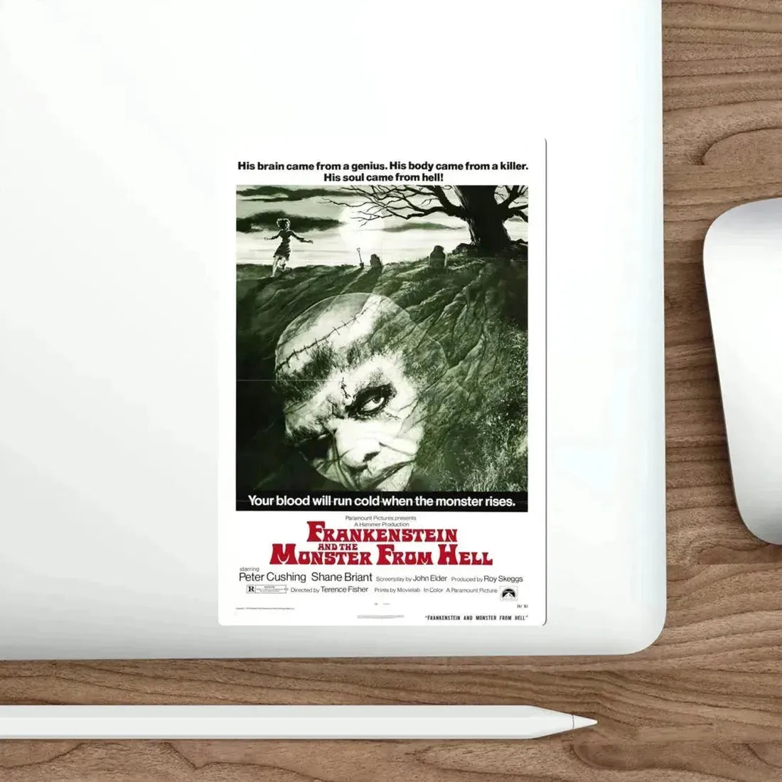 Frankenstein and the Monster from Hell 1974 Movie Poster STICKER Vinyl Die-Cut Decal - The Sticker Space