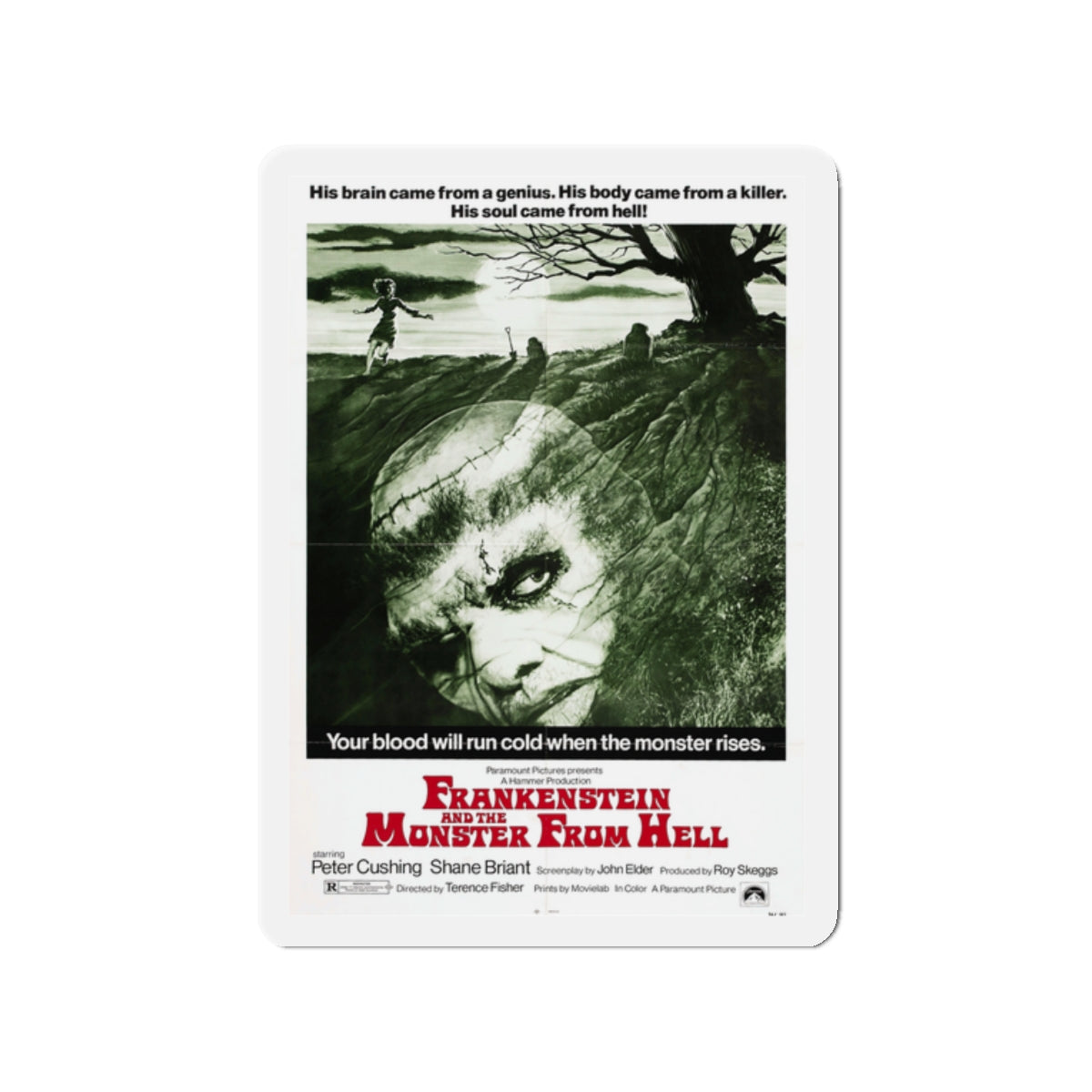 FRANKENSTEIN AND THE MONSTER FROM HELL (2) 1974 Movie Poster - Die-Cut Magnet-2" x 2"-The Sticker Space