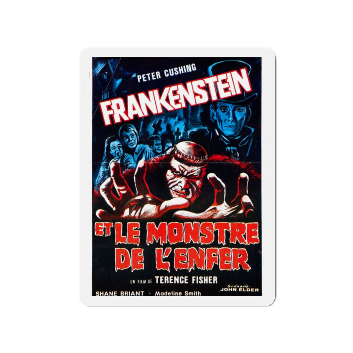 FRANKENSTEIN AND THE MONSTER FROM HELL (FRENCH) 1974 Movie Poster - Die-Cut Magnet-2" x 2"-The Sticker Space