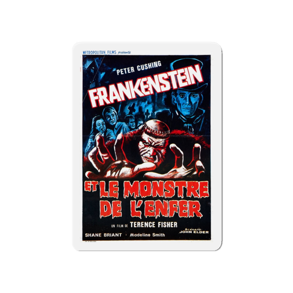 FRANKENSTEIN AND THE MONSTER FROM HELL (FRENCH) 1974 Movie Poster - Die-Cut Magnet-5" x 5"-The Sticker Space