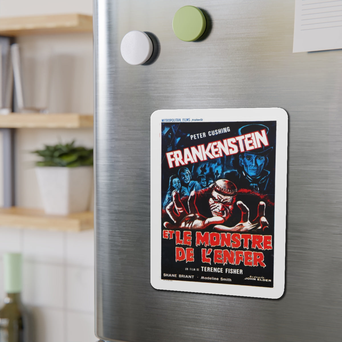 FRANKENSTEIN AND THE MONSTER FROM HELL (FRENCH) 1974 Movie Poster - Die-Cut Magnet-The Sticker Space