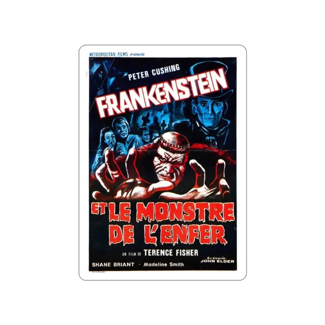 FRANKENSTEIN AND THE MONSTER FROM HELL (FRENCH) 1974 Movie Poster STICKER Vinyl Die-Cut Decal 2 Inch - The Sticker Space