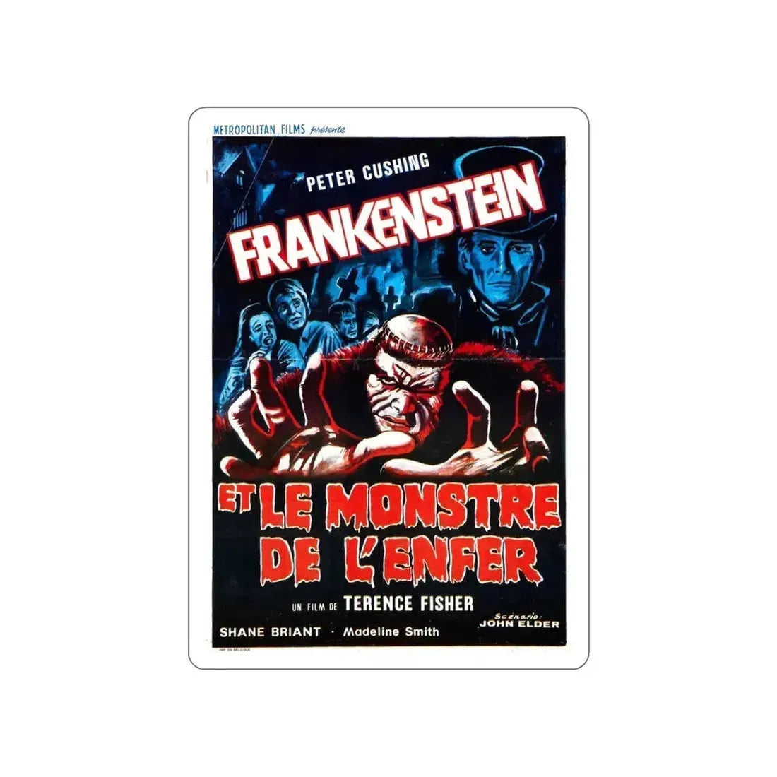 FRANKENSTEIN AND THE MONSTER FROM HELL (FRENCH) 1974 Movie Poster STICKER Vinyl Die-Cut Decal 5 Inch - The Sticker Space