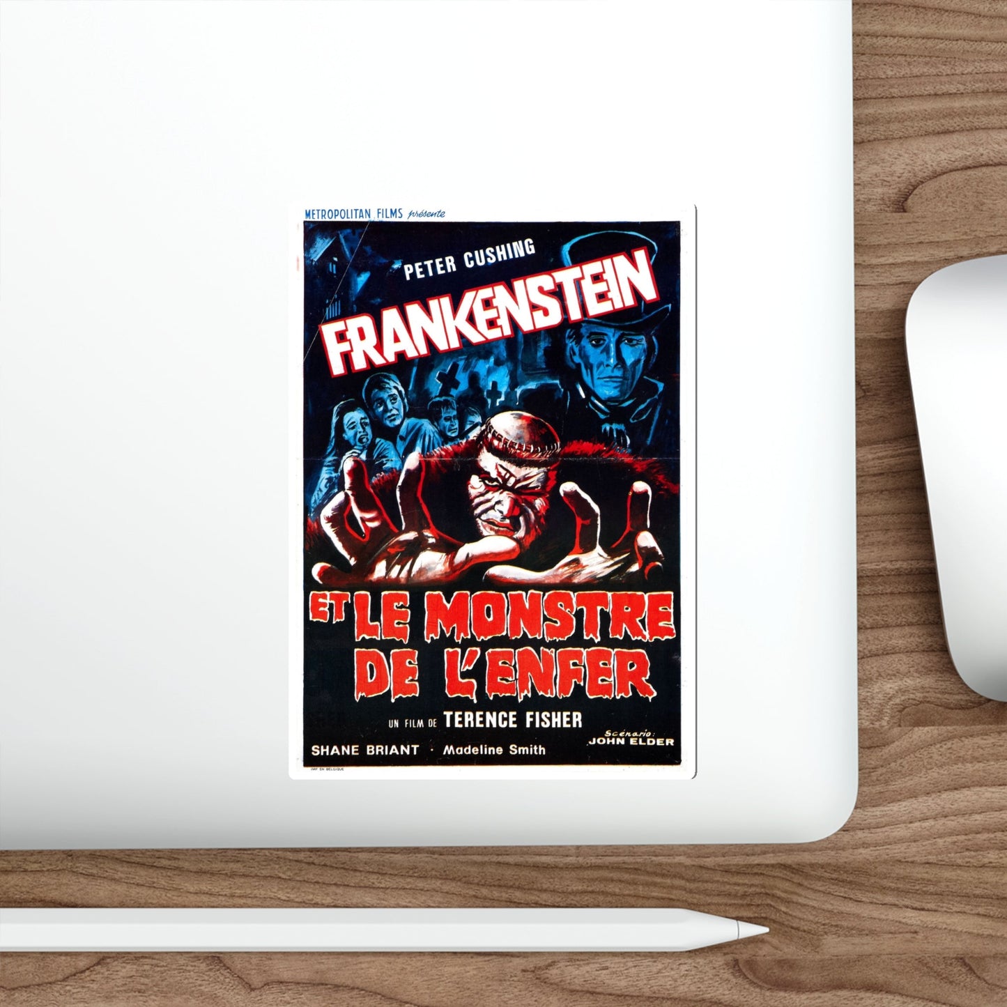 FRANKENSTEIN AND THE MONSTER FROM HELL (FRENCH) 1974 Movie Poster STICKER Vinyl Die-Cut Decal-The Sticker Space