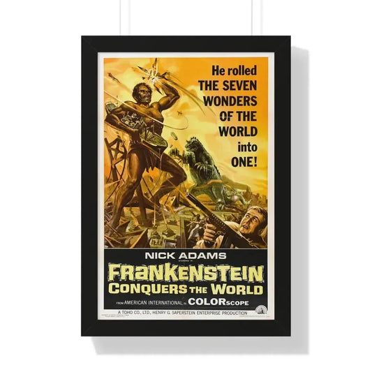 FRANKENSTEIN CONQUERS THE WORLD 1966 - Framed Movie Poster 16″ x 24″ Black - The Sticker Space