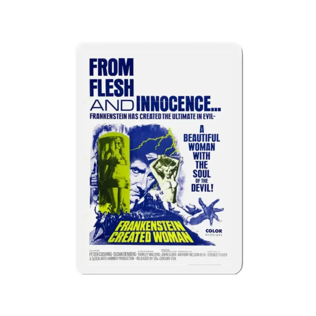 FRANKENSTEIN CREATED WOMAN 1967 Movie Poster - Refrigerator Magnet 2 Inch - The Sticker Space