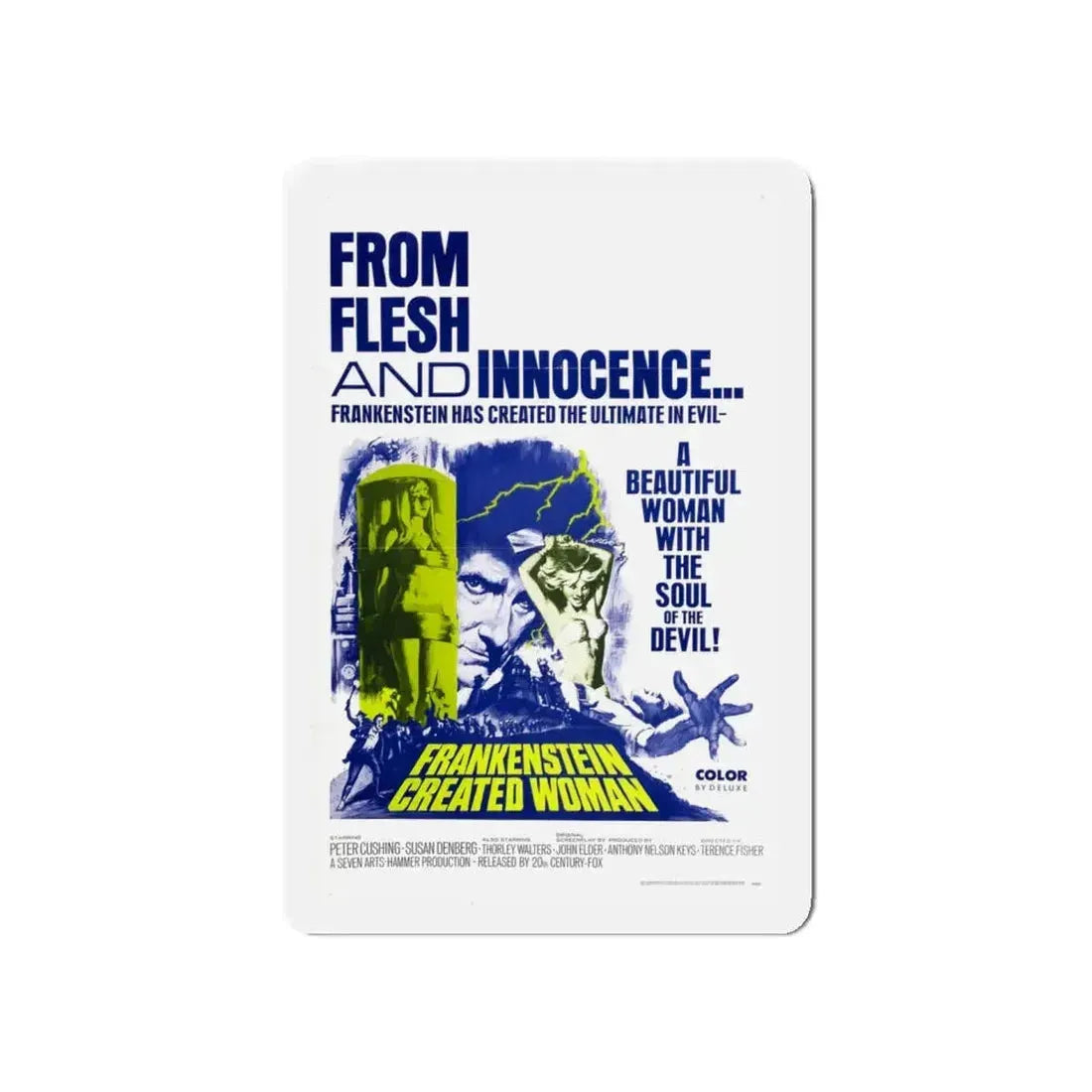 FRANKENSTEIN CREATED WOMAN 1967 Movie Poster - Refrigerator Magnet 5 Inch - The Sticker Space