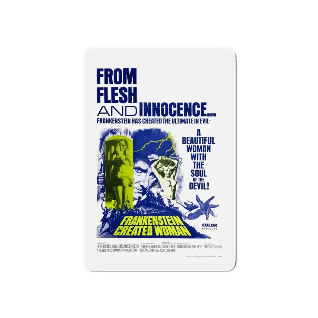 FRANKENSTEIN CREATED WOMAN 1967 Movie Poster - Refrigerator Magnet 6 Inch - The Sticker Space