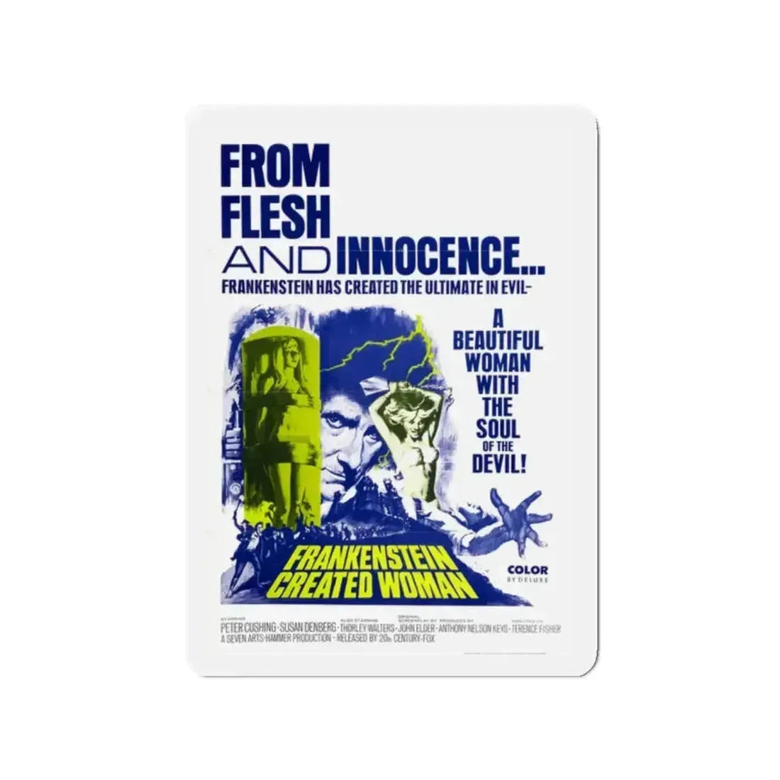 FRANKENSTEIN CREATED WOMAN 1967 Movie Poster - Refrigerator Magnet - The Sticker Space