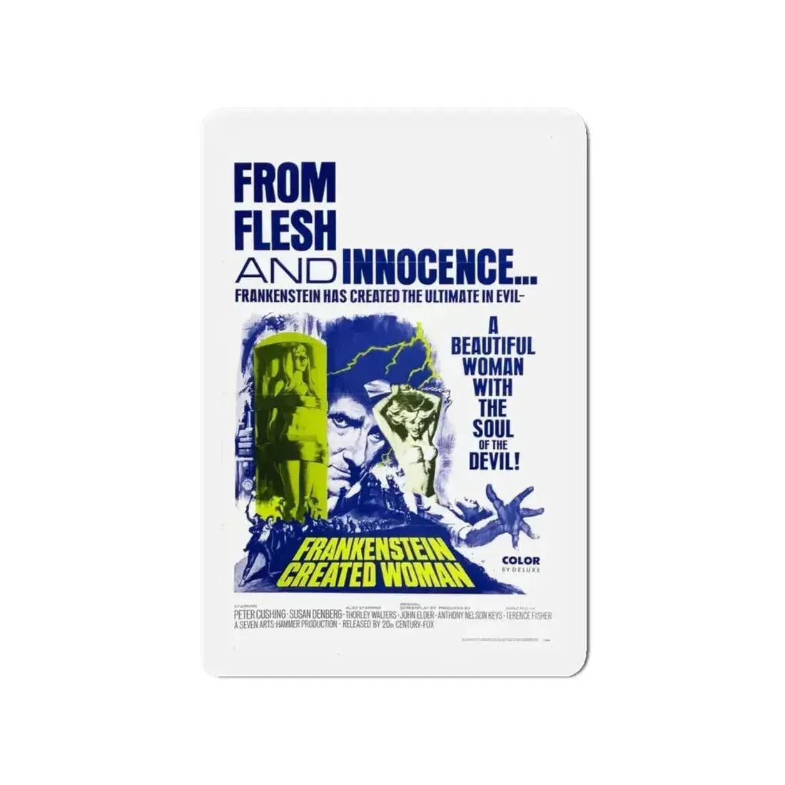 FRANKENSTEIN CREATED WOMAN 1967 Movie Poster - Refrigerator Magnet - The Sticker Space