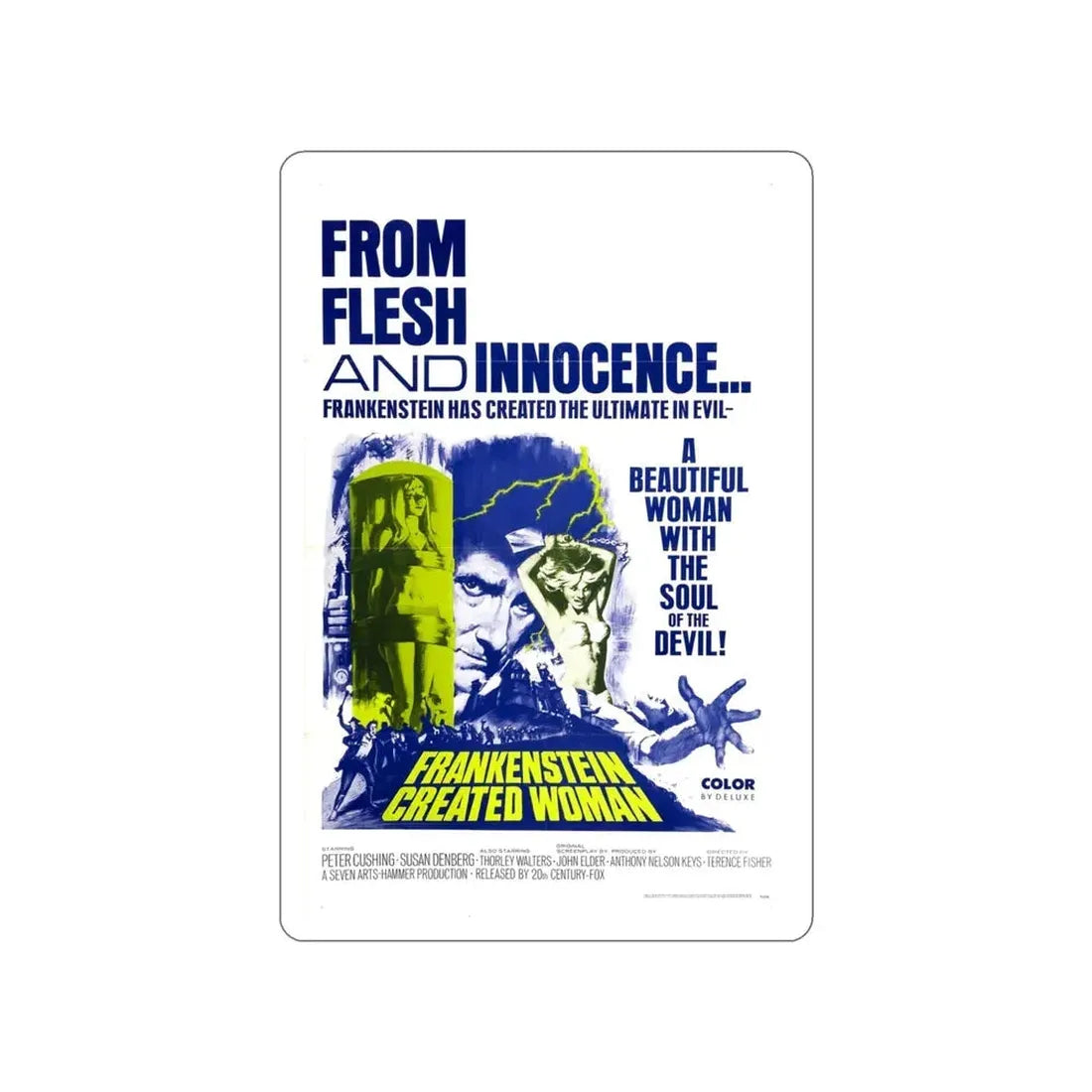 FRANKENSTEIN CREATED WOMAN 1967 Movie Poster STICKER Vinyl Die-Cut Decal 4 Inch - The Sticker Space