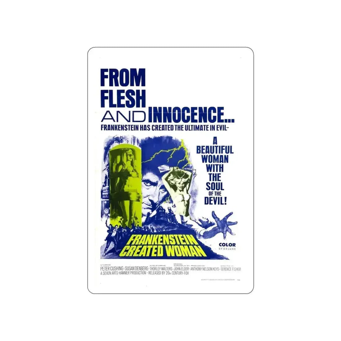 FRANKENSTEIN CREATED WOMAN 1967 Movie Poster STICKER Vinyl Die-Cut Decal - The Sticker Space