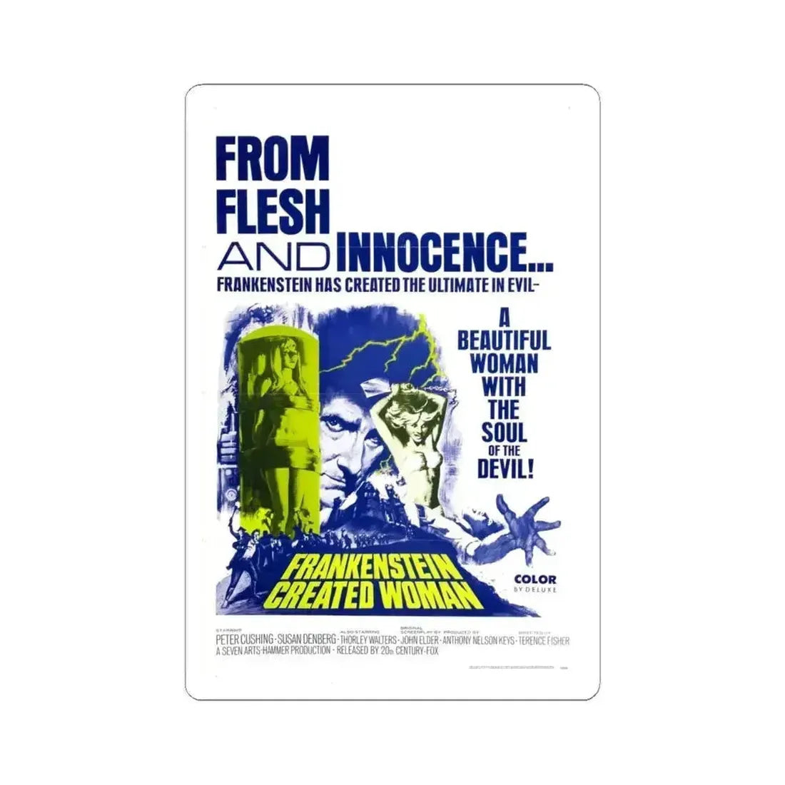FRANKENSTEIN CREATED WOMAN 1967 Movie Poster - STICKER Vinyl Kiss-Cut Decal 6 Inch White - The Sticker Space