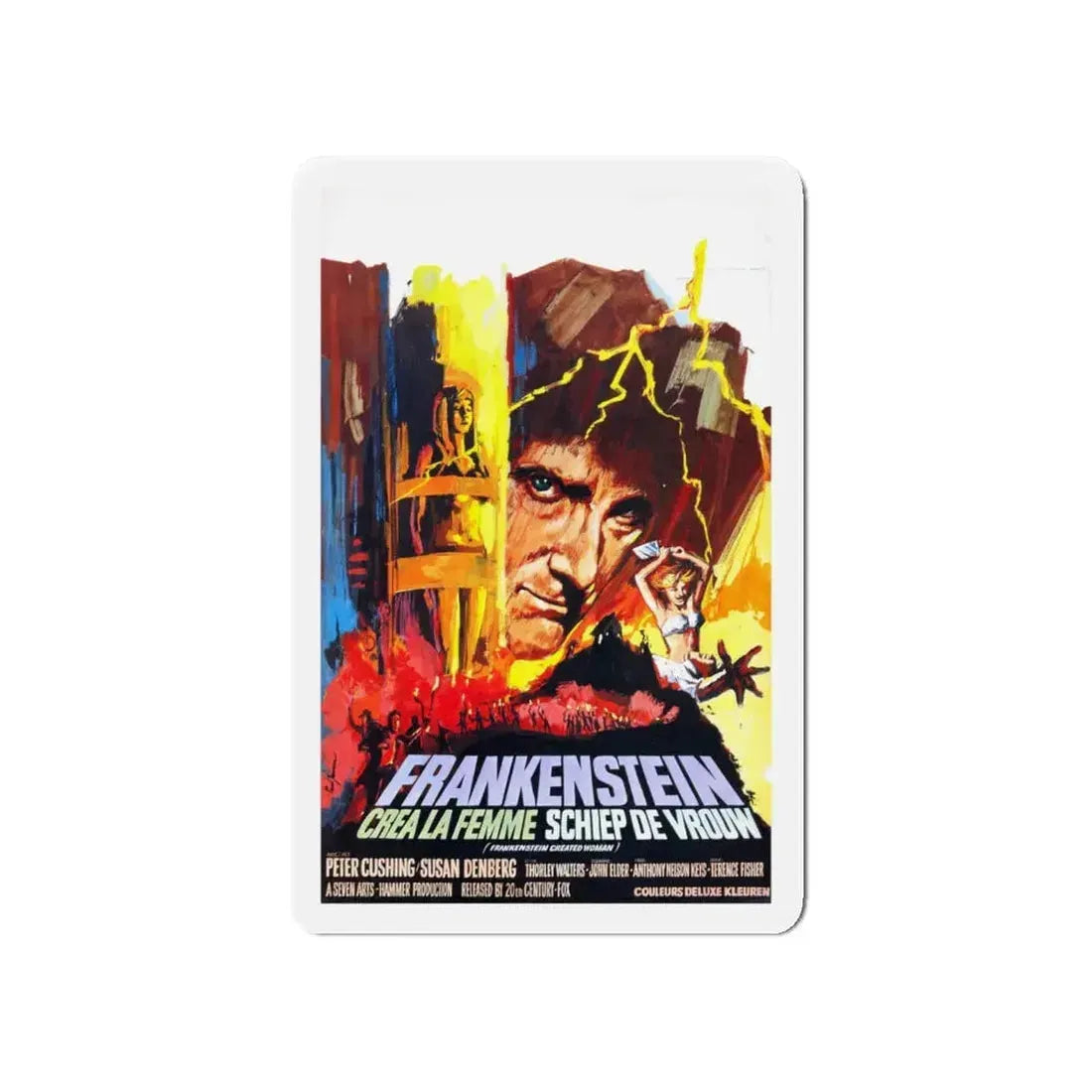 FRANKENSTEIN CREATED WOMAN (BELGIAN) 1967 Movie Poster - Refrigerator Magnet 5 Inch - The Sticker Space