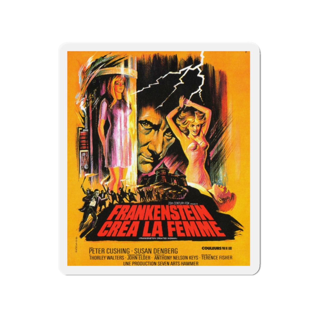 FRANKENSTEIN CREATED WOMAN (FRENCH) 1967 Movie Poster - Die-Cut Magnet-2" x 2"-The Sticker Space