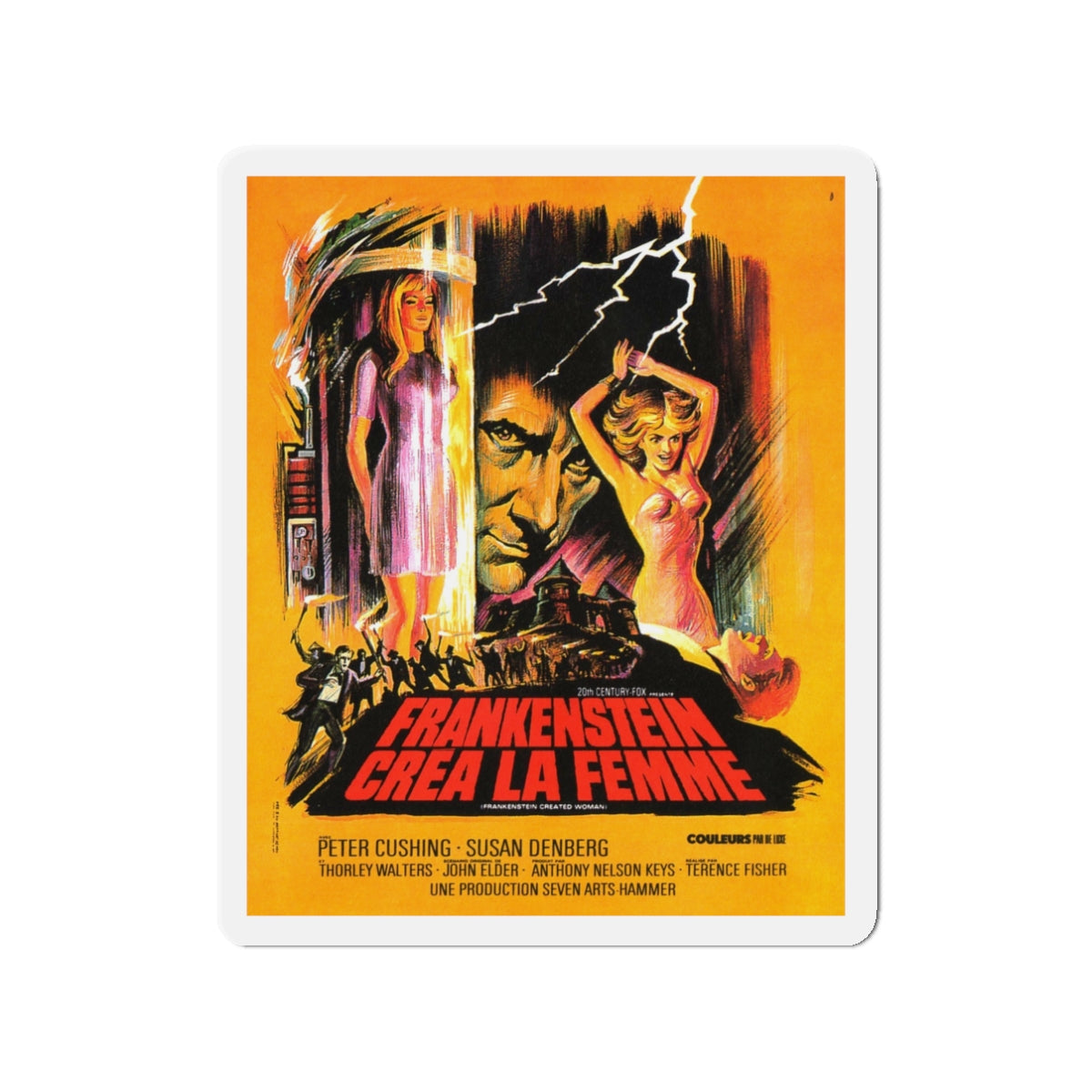 FRANKENSTEIN CREATED WOMAN (FRENCH) 1967 Movie Poster - Die-Cut Magnet-3" x 3"-The Sticker Space