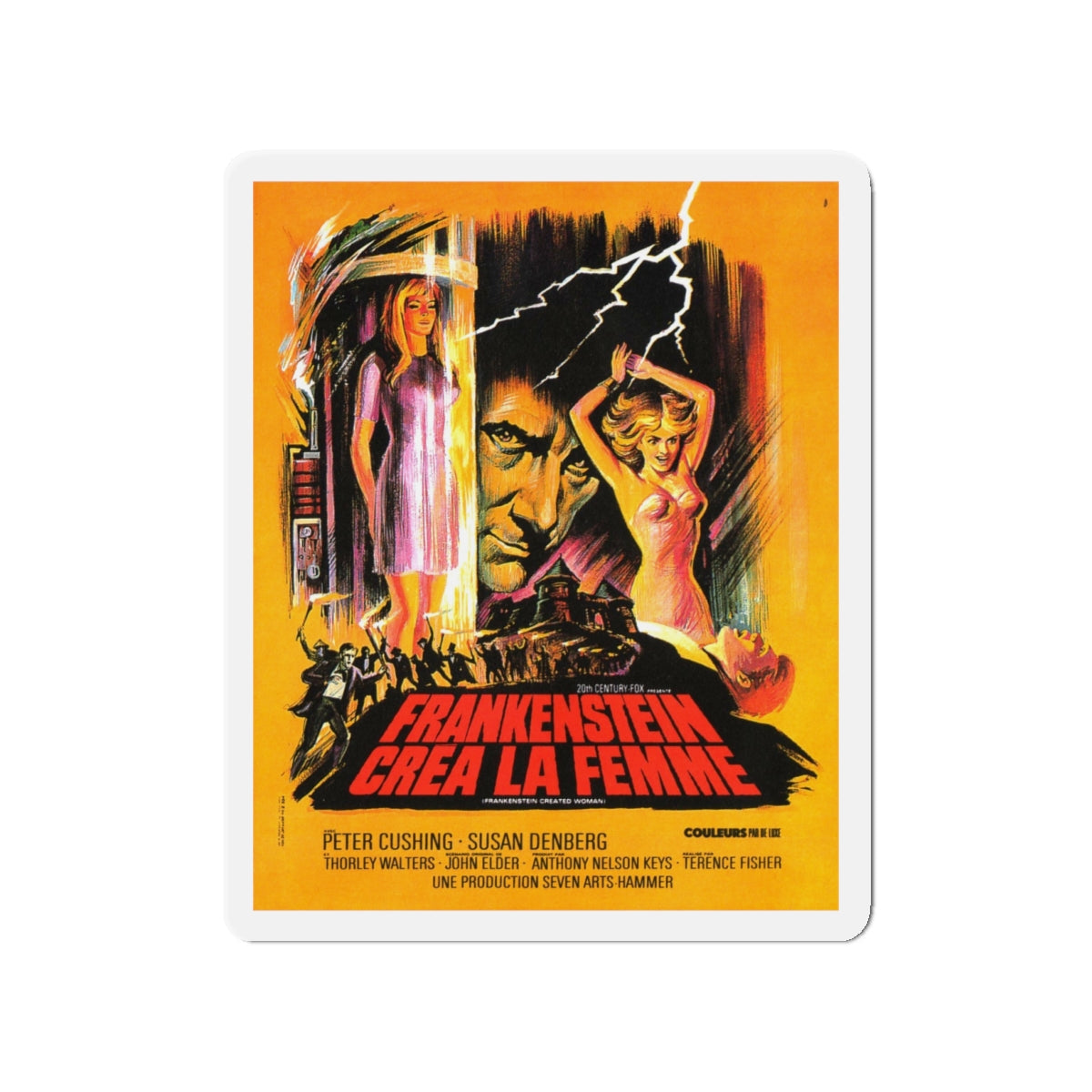 FRANKENSTEIN CREATED WOMAN (FRENCH) 1967 Movie Poster - Die-Cut Magnet-4" x 4"-The Sticker Space