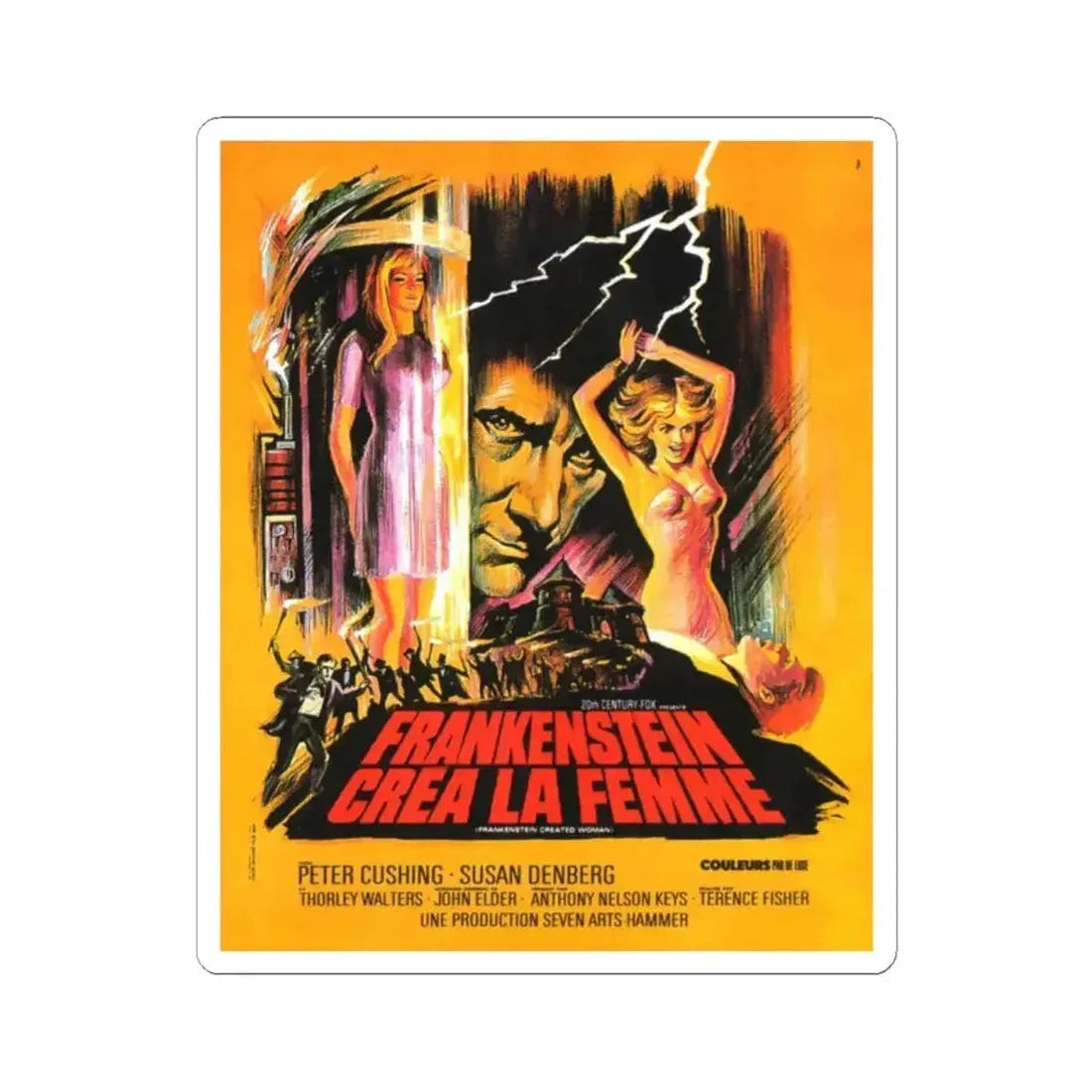 FRANKENSTEIN CREATED WOMAN (FRENCH) 1967 Movie Poster - STICKER Vinyl Kiss-Cut Decal 2 Inch White - The Sticker Space