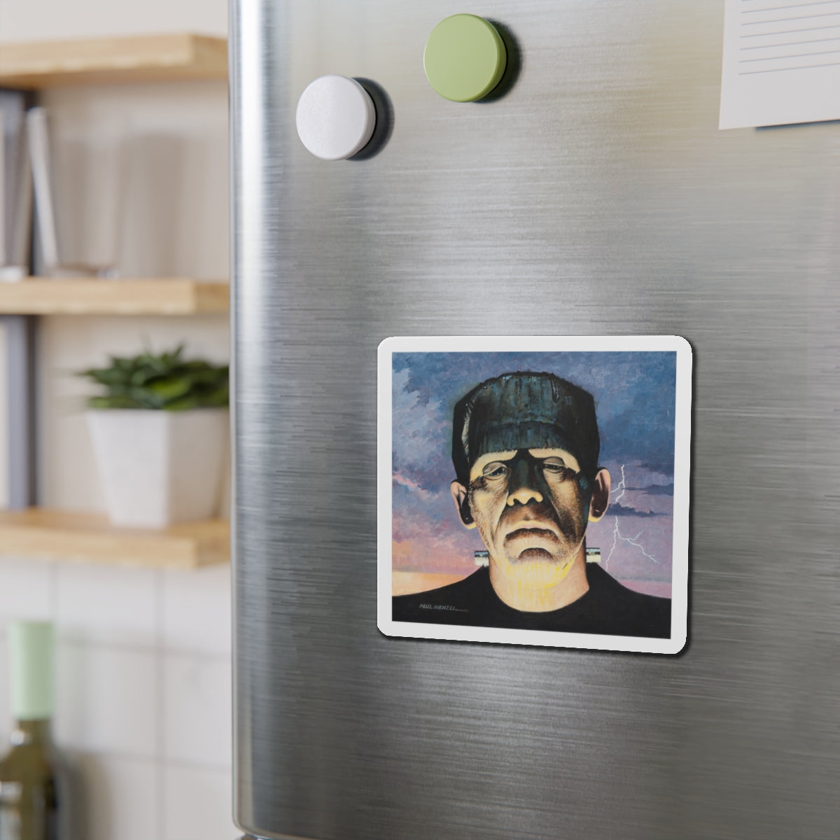 Frankenstein (Magazine Illustration) Refrigerator Magnet-The Sticker Space