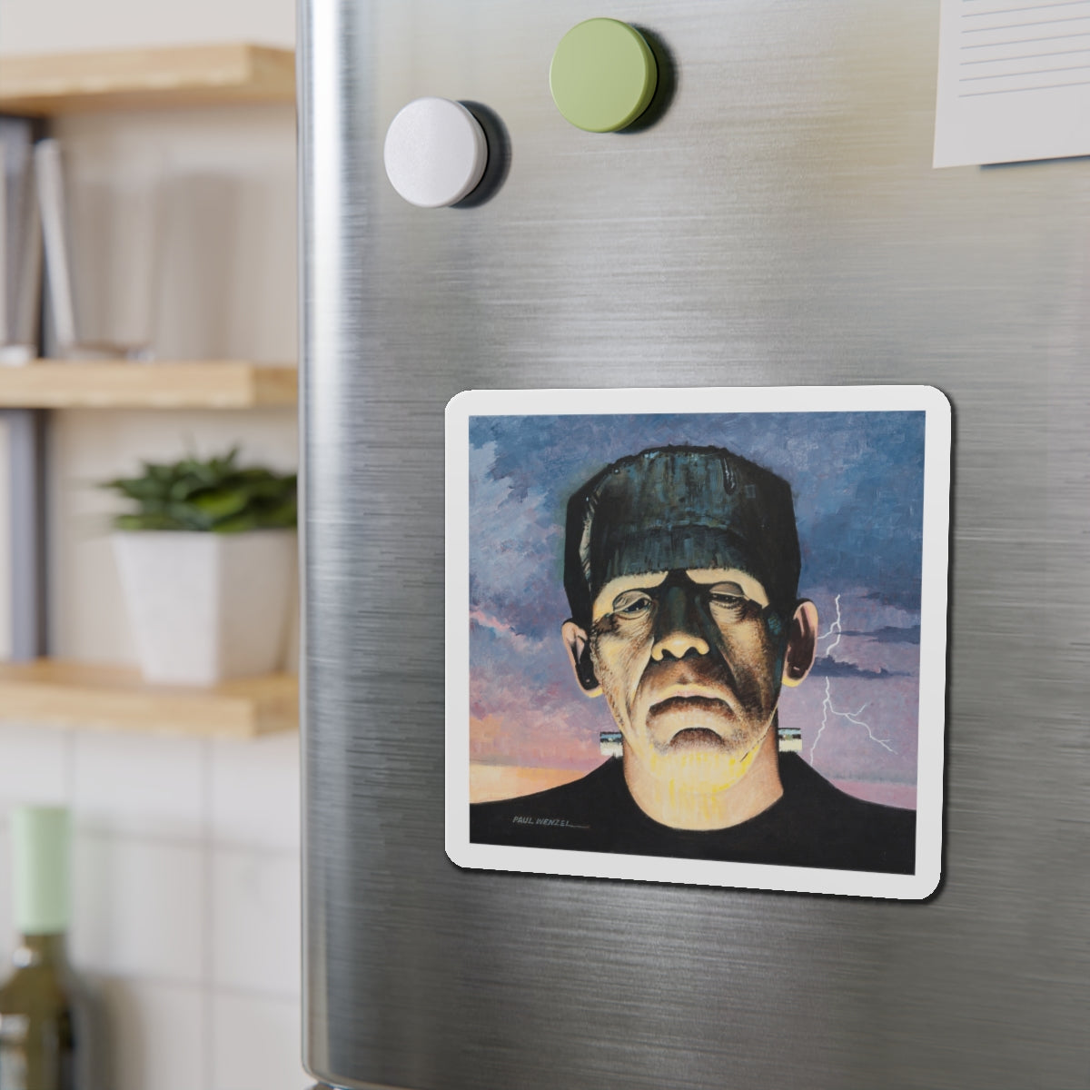 Frankenstein (Magazine Illustration) Refrigerator Magnet-The Sticker Space