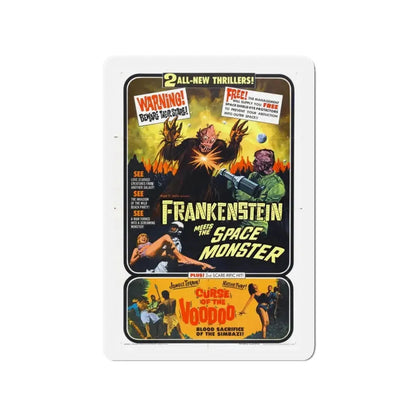 FRANKENSTEIN MEETS THE SPACE MONSTER + CURSE OF THE VOODOO 1965 Movie Poster - Refrigerator Magnet 3 Inch - The Sticker Space