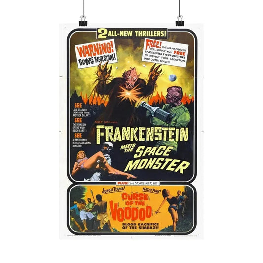 FRANKENSTEIN MEETS THE SPACE MONSTER + CURSE OF THE VOODOO 1965 - Paper Movie Poster 12″ x 18″ Matte - The Sticker Space
