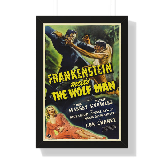 FRANKENSTEIN MEETS THE WOLF MAN 1943 - Framed Movie Poster-16″ x 24″-The Sticker Space