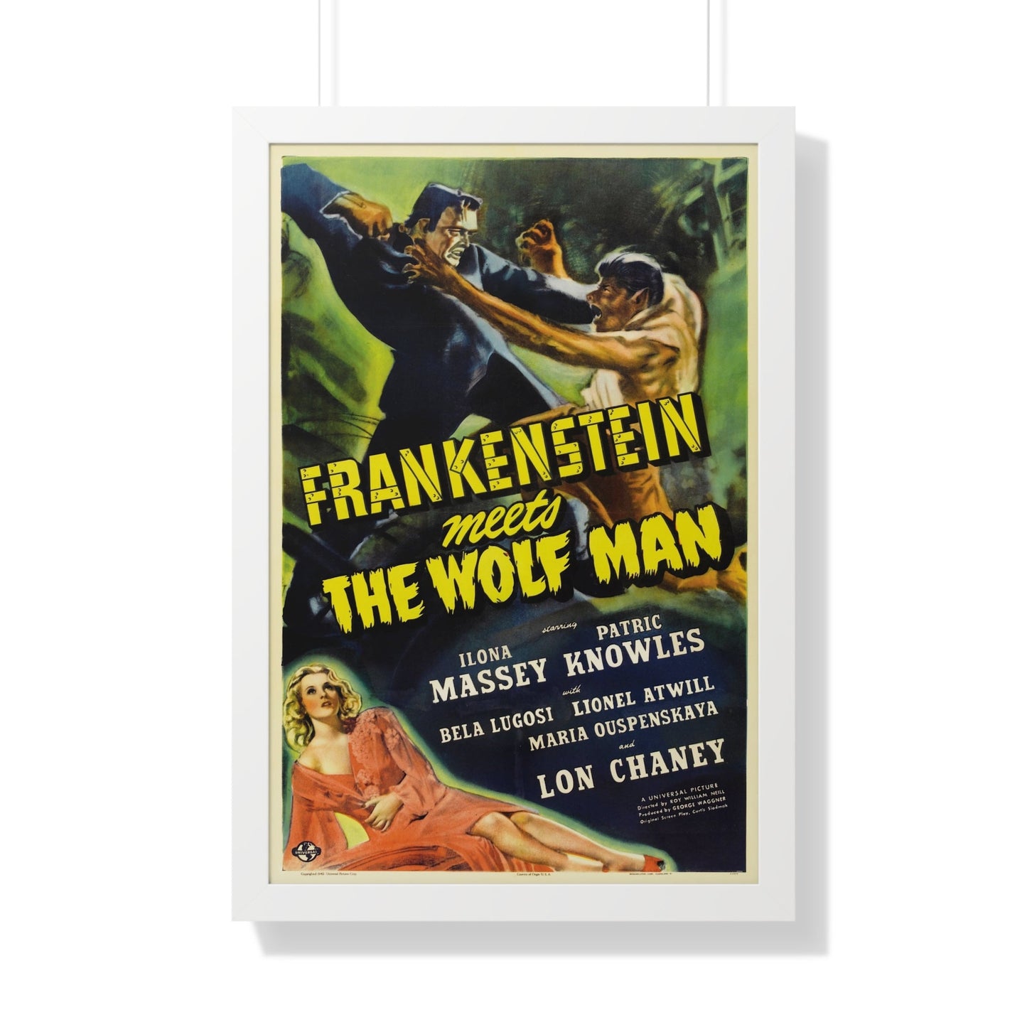 FRANKENSTEIN MEETS THE WOLF MAN 1943 - Framed Movie Poster-20" x 30"-The Sticker Space