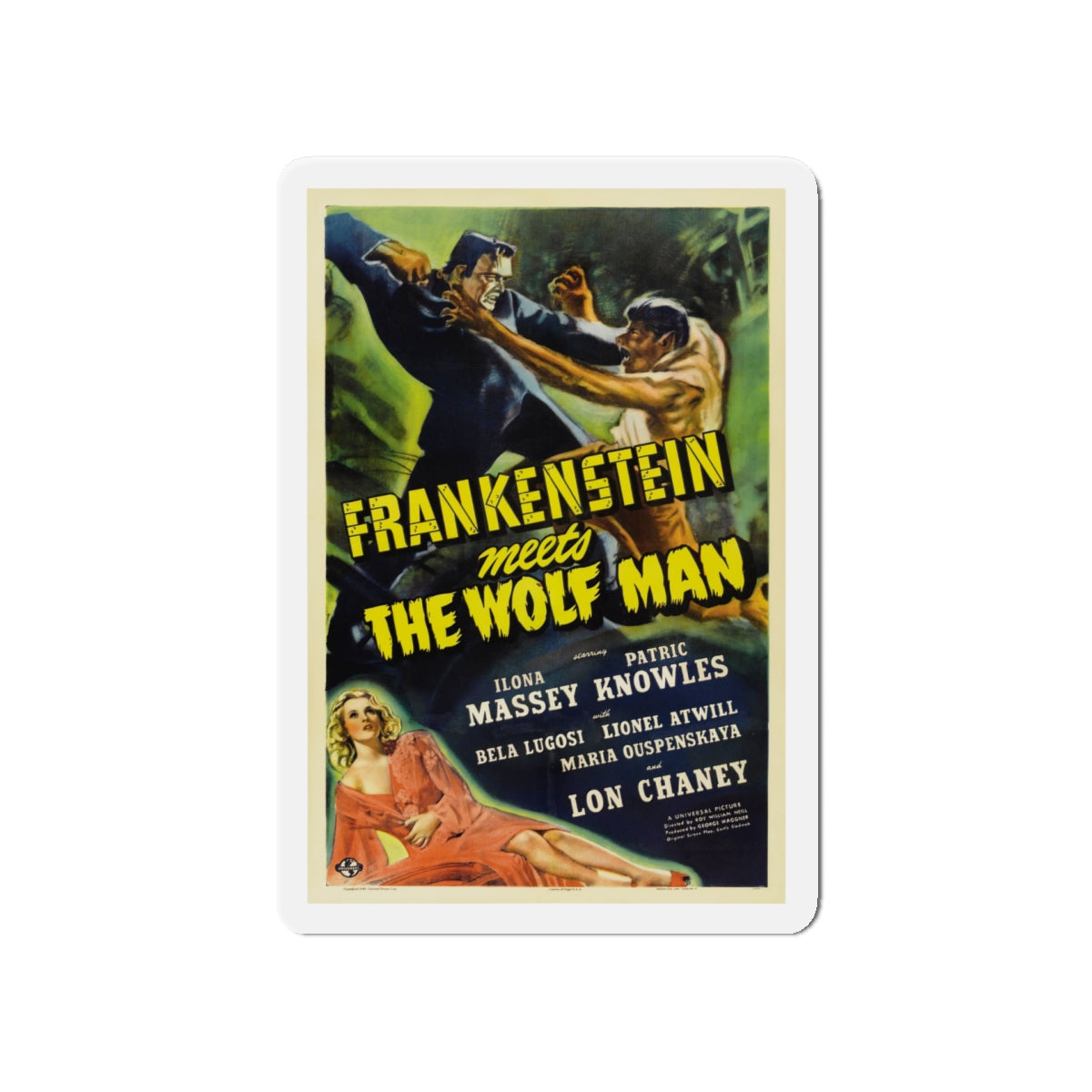 FRANKENSTEIN MEETS THE WOLF MAN 1943 Movie Poster - Die-Cut Magnet-5" x 5"-The Sticker Space