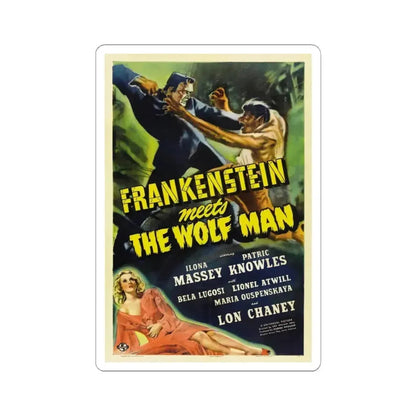 FRANKENSTEIN MEETS THE WOLF MAN 1943 Movie Poster - STICKER Vinyl Kiss-Cut Decal 4 Inch White - The Sticker Space